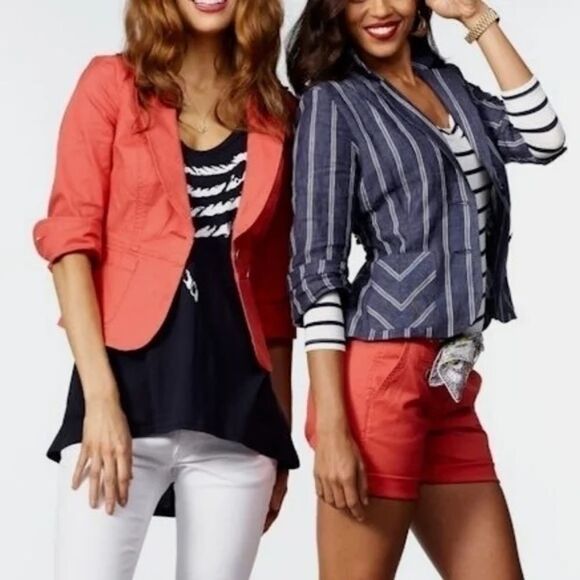 ✨ Linen Nautical Striped Blazer Jacket✨ - Picture 1 of 9